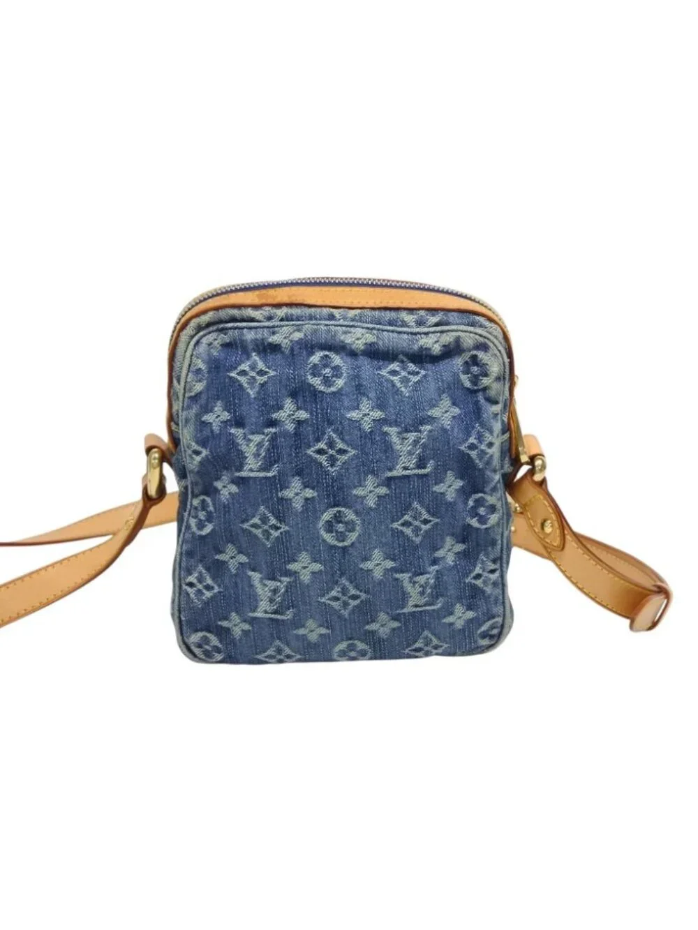 Louis Vuitton Camera Bag Monogram Denim Indigo Blue Gold